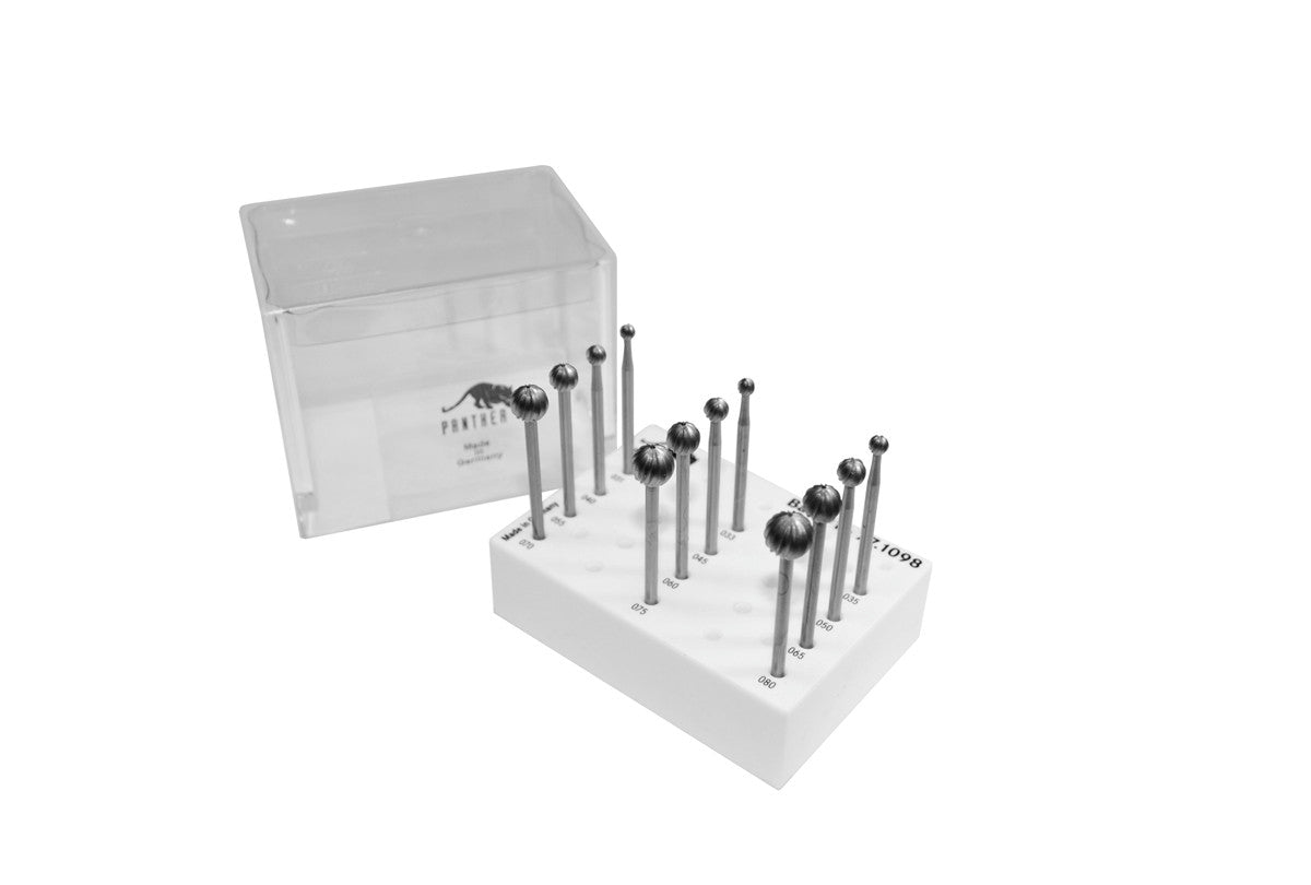 Grobet USA® 77.1098 Panther Burs, Set Of 12, Ball, Fig 1, EA