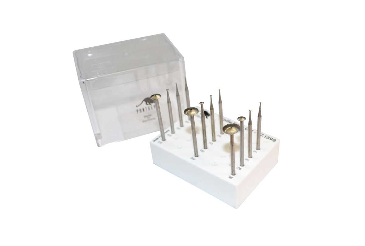 Grobet USA® 77.1398 Panther Burs, Set Of 12, Knife Edge Cutter, Fig. 249, EA