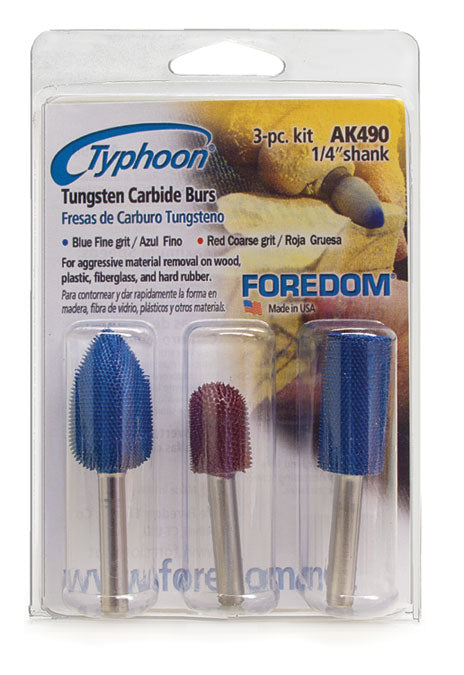 Foredom AK490 Typhoon 1/4 Carving Set, 3 Pc