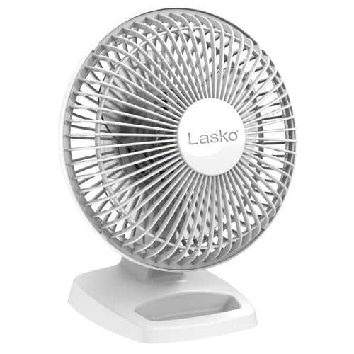 Lasko 2002W 6" 2-Speed Personal Table Fan with Storage Tray, White