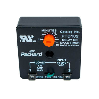 Packard PTD102 Time Delay Relay, Delay On Make, 10 Minute Adjustable