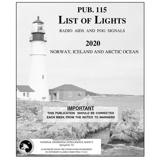 Paradise Clay IHP_PUB115 Pub 115 List of Lights: Norway, Iceland, and Arctic Ocean (CURRENT EDITION) - Book