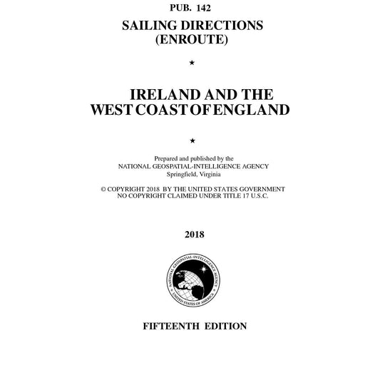 Paradise Clay IHP_PUB142 PUB 142 Sailing Directions Enroute: Ireland and the West Coast of England (CURRENT EDITION) - Book