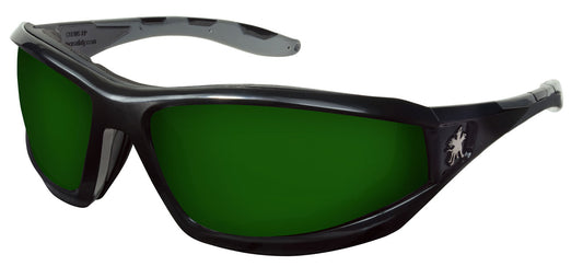 MCR Safety RP2150 Swagger® RP2 Series Welding Safety Glasses with Green Lenses Filter Shade 5.0 Dark Safety Glasses Foam Lined Lenses (1 Pair)