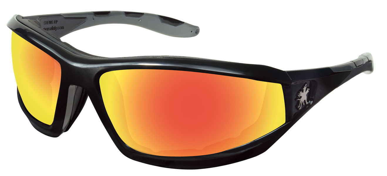 MCR Safety RP21R Swagger® RP2 Series Black Safety Glasses Fire Mirror Foam Lined Lenses (1 Pair)