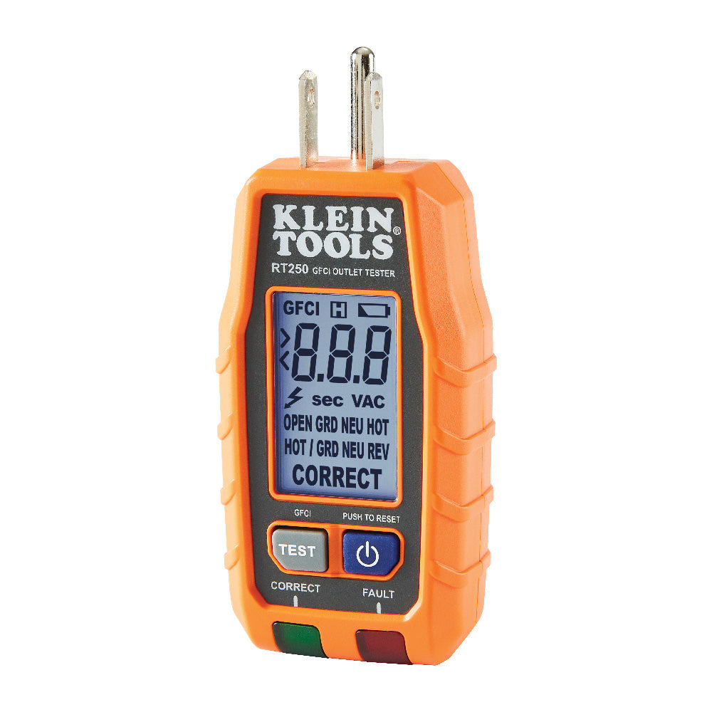 Klein Tools RT250 GFCI Receptacle Tester with LCD