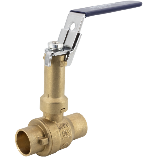 Legend Valves 101-337STNLX 1-1/2" No Lead DZR Forged Brass Full Port Ball Valve with Stainless Steel Trim, Stem Extension, and Locking Handle