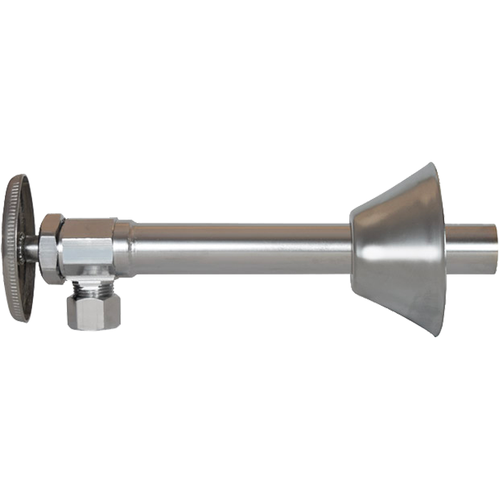 Legend Valves 114-115NL 1/2" x 3/8" No Lead Chrome-Plated Forged Brass Multi-Turn Sweat x OD Angle Stop Valve with 5" Extension Tube & Bell Escutcheon