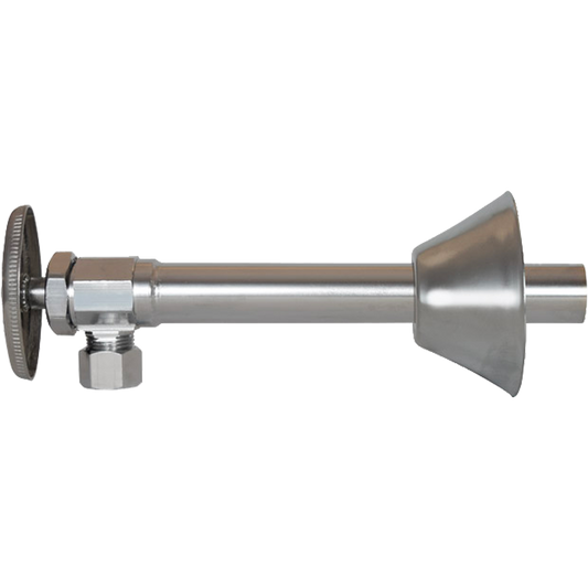 Legend Valves 114-115NL 1/2" x 3/8" No Lead Chrome-Plated Forged Brass Multi-Turn Sweat x OD Angle Stop Valve with 5" Extension Tube & Bell Escutcheon