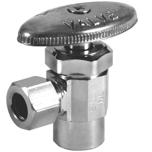 Legend Valves 114-113NL 1/2" x 3/8" No Lead Chrome-Plated Forged Brass Multi-Turn Sweat x OD Angle Stop Valve