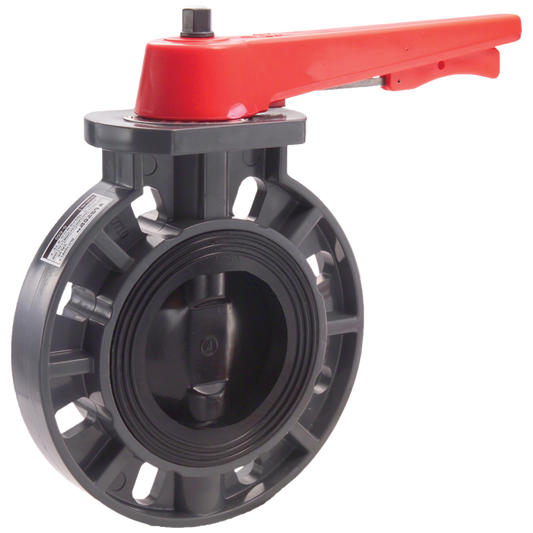 Legend Valves 201-268 6" UPVC Wafer-Type Butterfly Valve with 7-Position Lever Handle