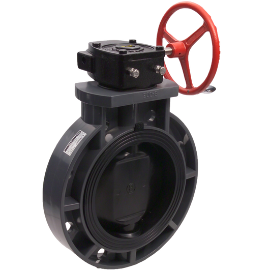 Legend Valves 201-271 10" UPVC Wafer-Type Butterfly Valve with Gear Operator Handle