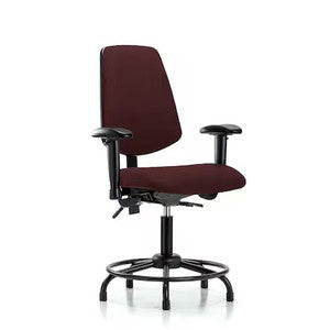 Blue Ridge Ergonomics FDHCH-MB-RT-T0-A1-RG-F41 Rutledge Fabric Chair - Desk Height with Round Tube Base, Medium Back, Adjustable Arms, & Stationary Glides in Burgundy Fabric