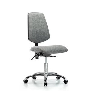Blue Ridge Ergonomics FDHCH-MB-CR-T1-A0-CC-F44 Rutledge Fabric Chair Chrome - Desk Height with Medium Back, Seat Tilt, & Casters in Gray Fabric