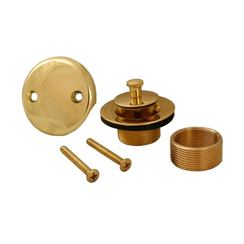Jones Stephens B51003 Polished Brass Two-Hole Lift and Turn Tub Drain Trim Kit