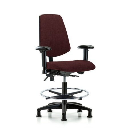 Blue Ridge Ergonomics FMBCH-MB-RG-T0-A1-CF-RG-F41 Rutledge Fabric Chair - Medium Bench Height with Medium Back, Adjustable Arms, Chrome Foot Ring, & Stationary Glides in Burgundy Fabric