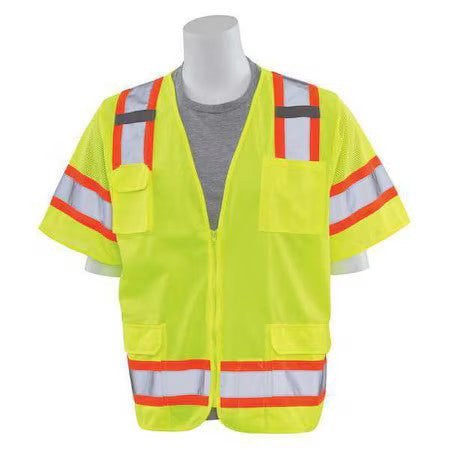 Delta Plus WEL65040HLMD S680 CL 3 Surveyor Vest, MD, Hi Viz Lime