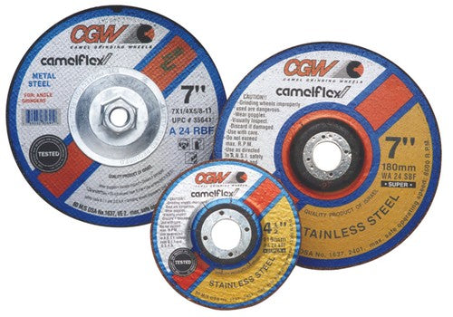 CGW ABRASIVES 35620 4-1/2X1/4X7/8 A24-R-Bf Steel T27 Dp Ct Whl