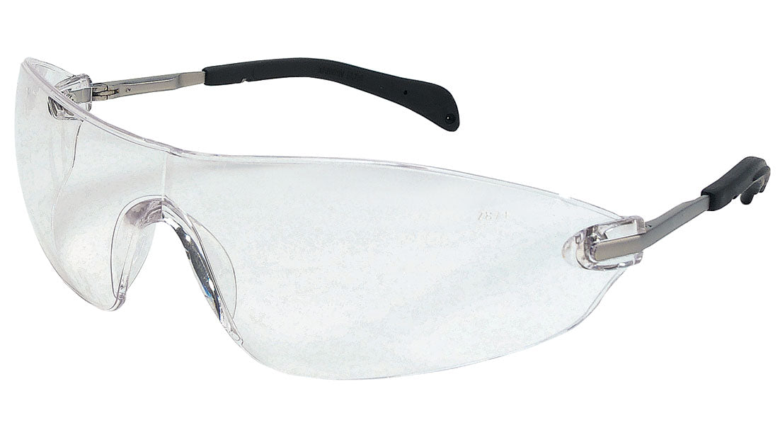 MCR Safety S2210 S22 Series Safety Glasses with Clear Lens Soft Non-Slip Temple Material Smaller Lens Design (1 Pair)