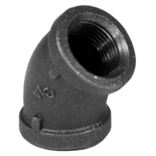 Legend Valves 350-024 3/4" SA Siam Class 150 Malleable Black Iron 45° Elbow