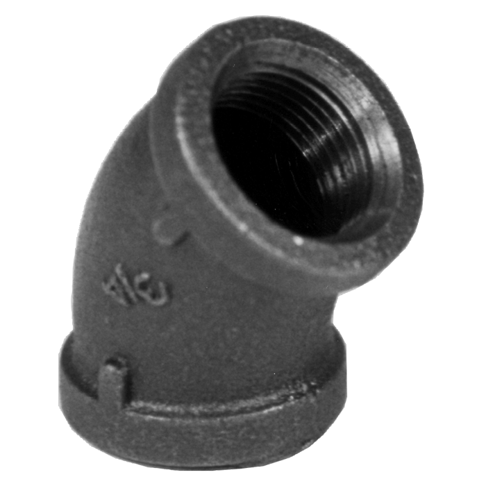 Legend Valves 350-029 2-1/2" SA Siam Class 150 Malleable Black Iron 45° Elbow
