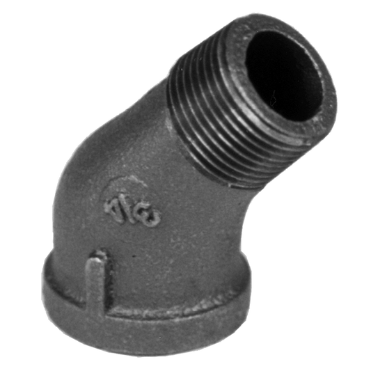 Legend Valves 350-067 1-1/2" SA Siam Class 150 Malleable Black Iron 45° Street Elbow