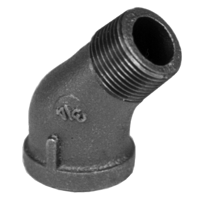 Legend Valves 350-068 2" SA Siam Class 150 Malleable Black Iron 45° Street Elbow