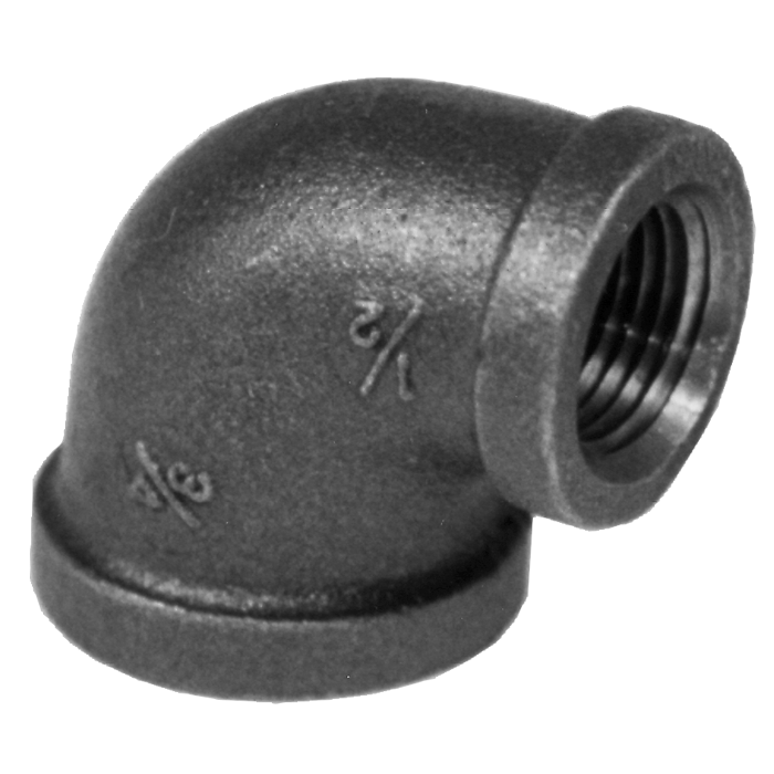 Legend Valves 350-113 1" x 3/4" SA Siam Class 150 Malleable Black Iron 90° Reducing Elbow