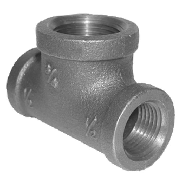 Legend Valves 350-247 1/2" x 1/2" x 1" SA Siam Class 150 Malleable Black Iron Bull Head Tee
