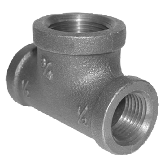 Legend Valves 350-263 1" x 1" x 2" SA Siam Class 150 Malleable Black Iron Bull Head Tee