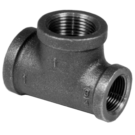 Legend Valves 350-233 2-1/2" x 2-1/2" x 2 SA Siam Class 150 Malleable Black Iron Reducing Tee