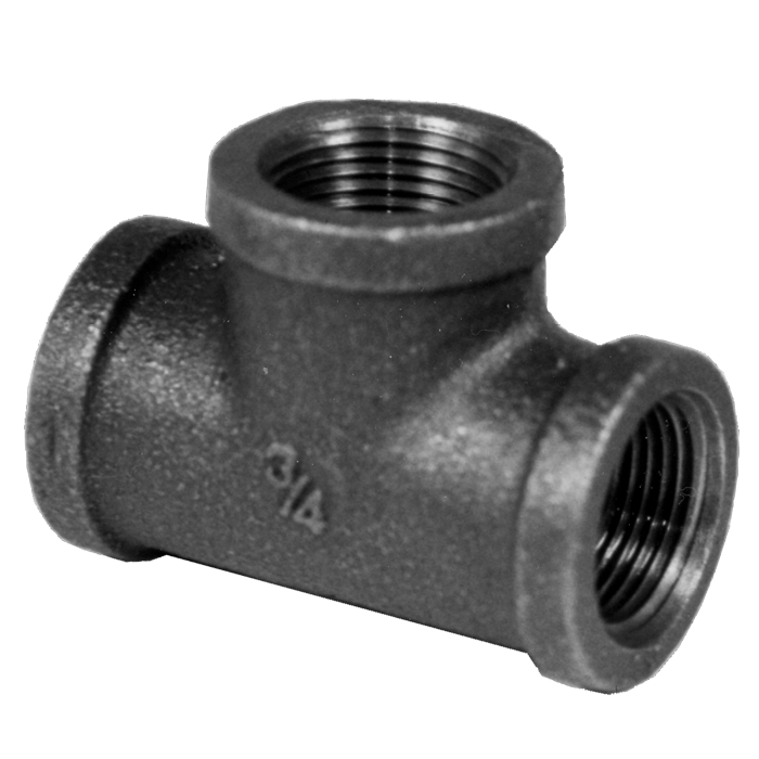 Legend Valves 350-153 1/2" SA Siam Class 150 Malleable Black Iron Tee