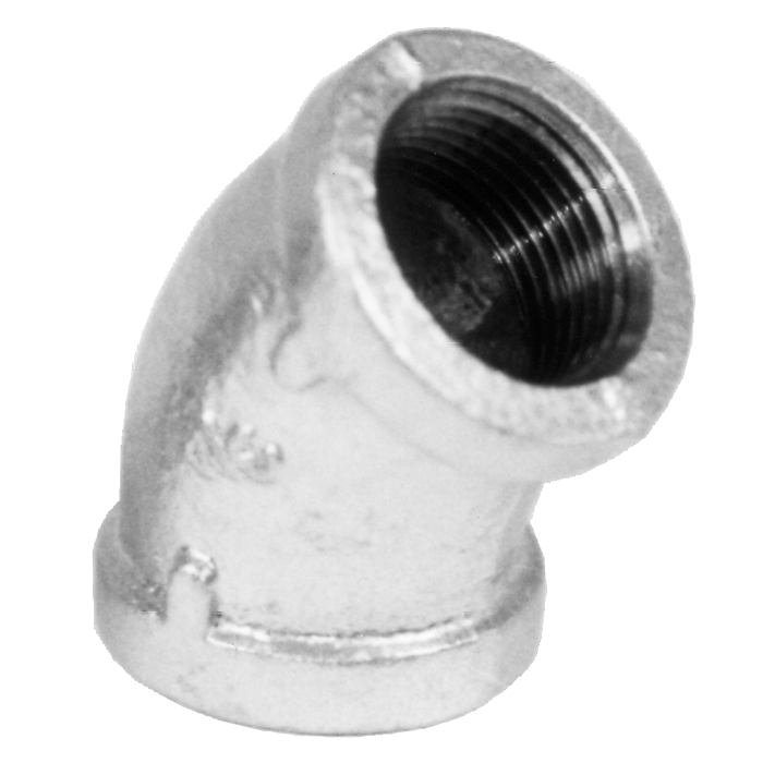 Legend Valves 352-027 1-1/2" SA Siam Class 150 Malleable Galvanized Iron 45° Elbow