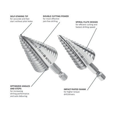 Bosch SDC2 3/16-7/8 Hss Step Drill