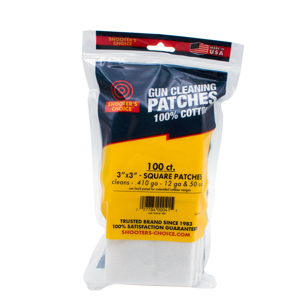 Shooter Choice SHF-919SQ-100 3 Cotton Cleaning Patches - 100 count