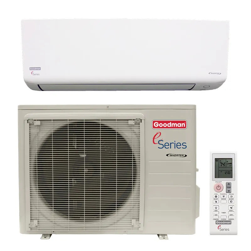 Goodman E-Series 18,000 BTU 18 SEER2 Ductless Mini Split Inverter Air Conditioner Heat Pump System (230v)