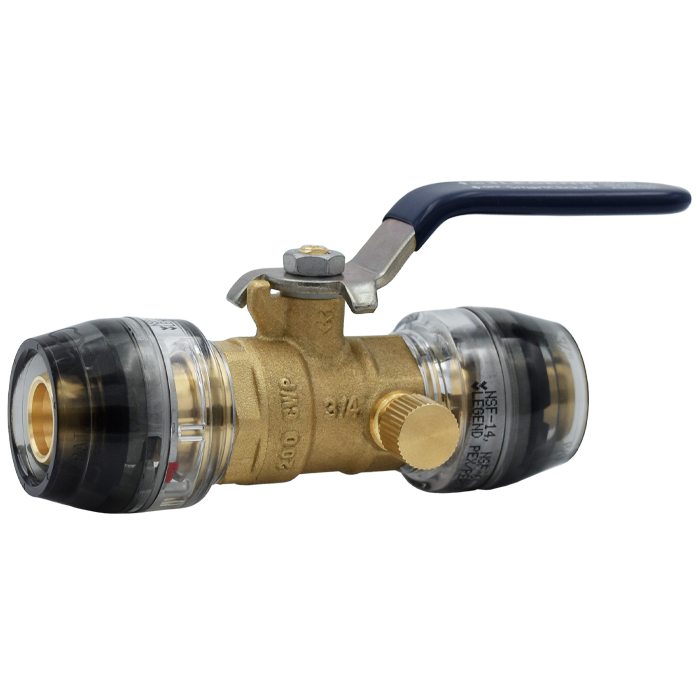 Legend Valves 465-274 3/4" SmartClick No Lead DZR Forged Brass Ball Valve with Drain