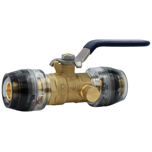 Legend Valves 465-275 1" SmartClick No Lead DZR Forged Brass Ball Valve with Drain