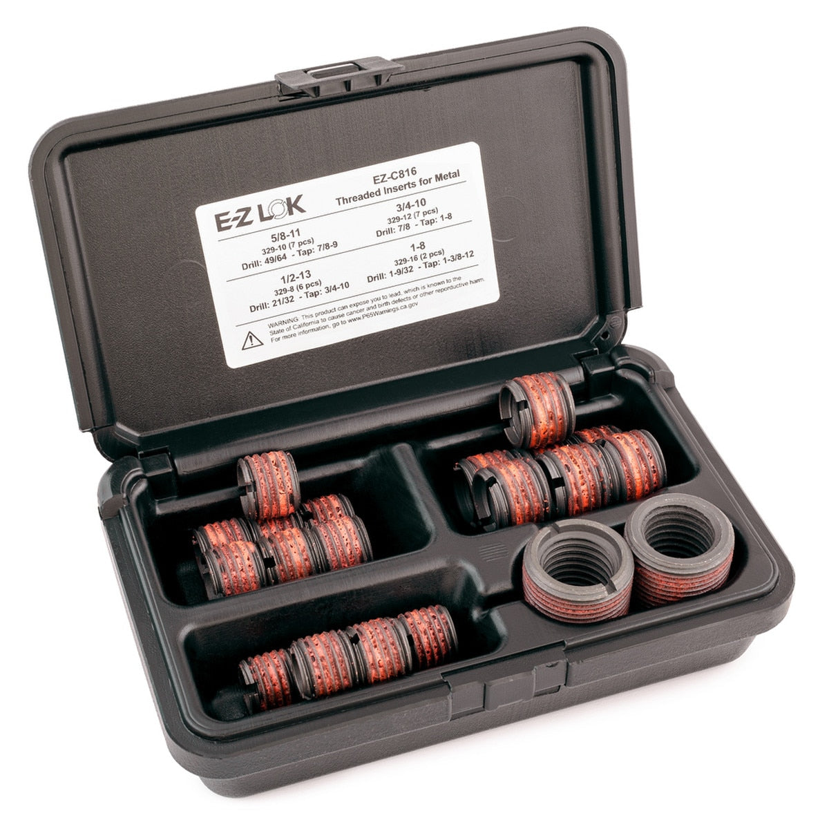 E-Z LOK™ Threaded Insert Assortment Kit for Metal - Carbon Steel - 1/2-13 to 1-8