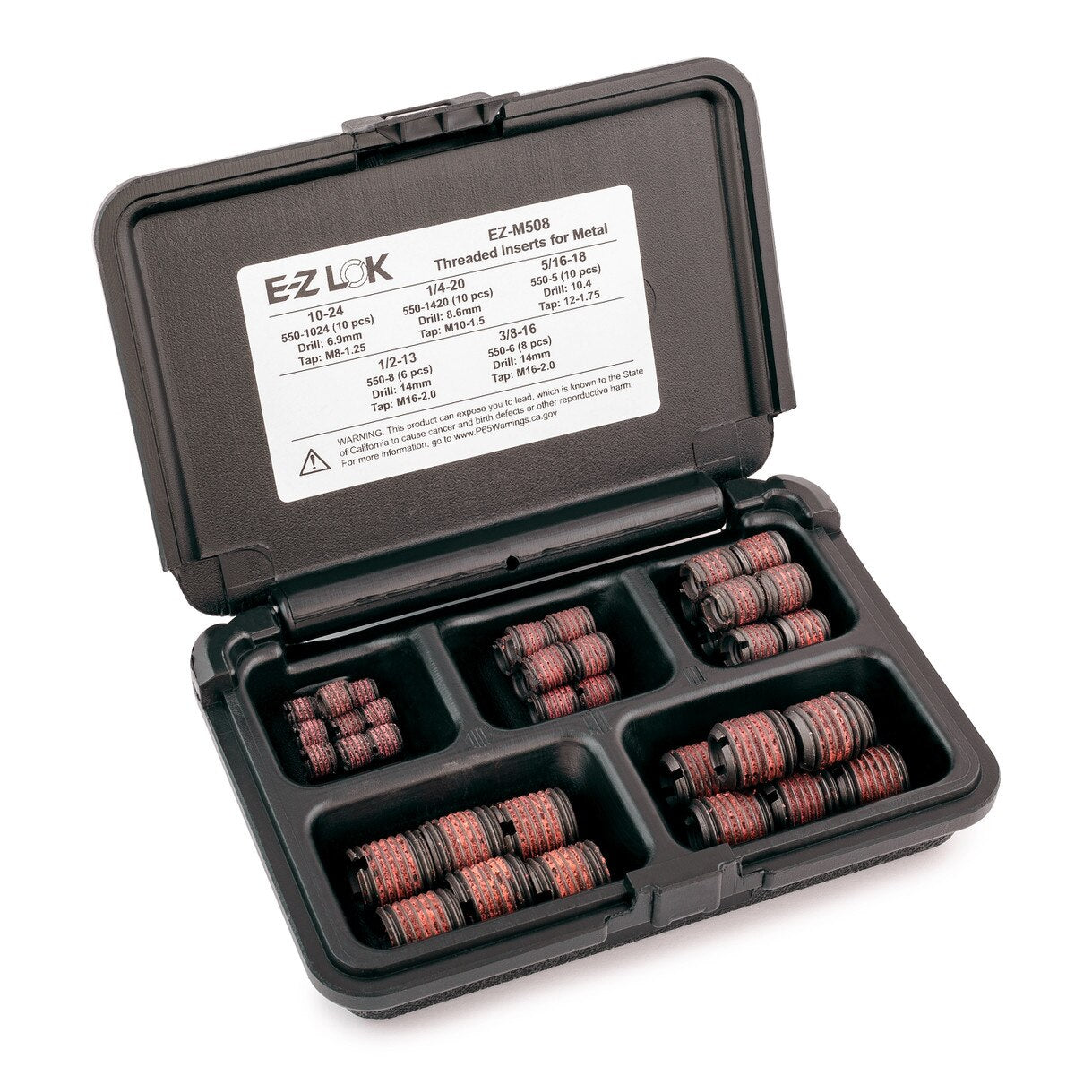 E-Z LOK™ Threaded Insert Assortment Kit for Metal - Carbon Steel - 10-24 to 1/2-13 (550 Series)