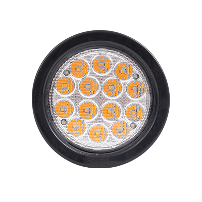 Soundoff Signal ERDREBZA 4” Round Recess Mount Light W/ Rubber Grommet, 10-16 Vdc - Clear Lens/Amber Leds