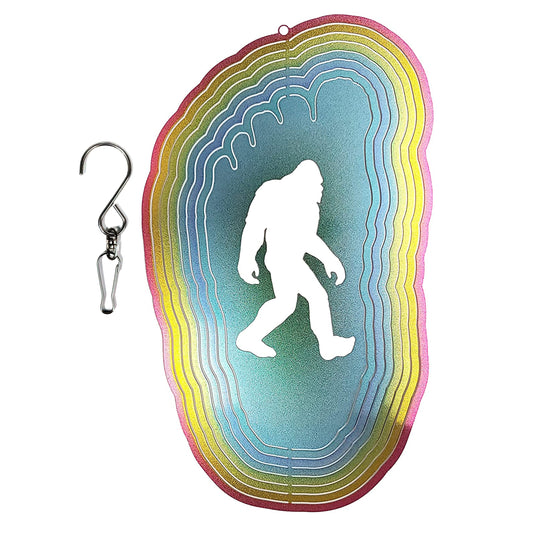 Paradise Clay SWS012 Bigfoot Footprint Shape Decorative Wind Spinner, Rainbow Colored Stainless Steel