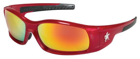 MCR Safety SR13R Swagger® SR1 Series Red Safety Glasses Fire Mirror Lenses Soft Non-Slip Nose Piece and Temples (1 Pair)