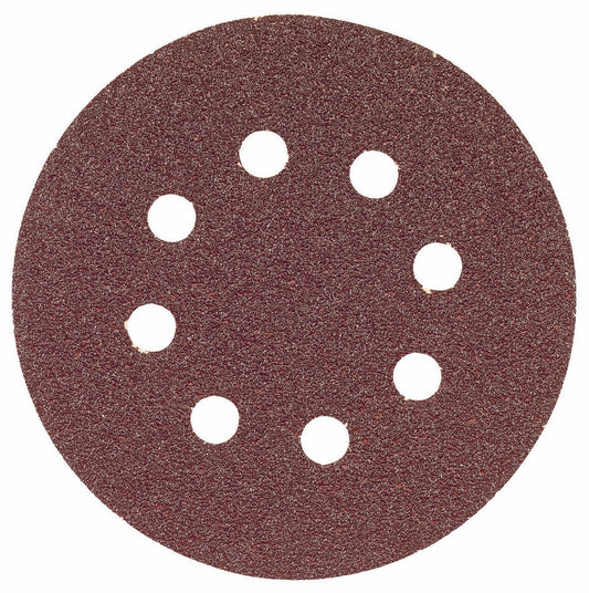 Bosch SR5R060 5" Hook & Loop Sanding Disc, 8-Hole, Red, 60 Grit (5Pk)