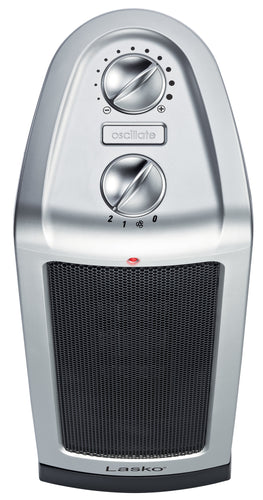 Lasko 5307 1500W Electric Oscillating Ceramic Tower Space Heater with Thermostat, Silver