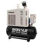 Schulz 970.3233-460 SRP-3000 Series Rotary Screw SRP3040 Compact, 40 HP, 460V 3 Ph., 120CFM@125PSI, 120 Gallon Horizontal Tank