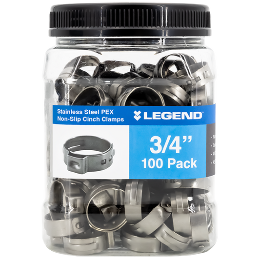 Legend Valves 460-933J 1/2" Stainless Steel F2098 PEX Non-Slip Cinch Clamp Bulk