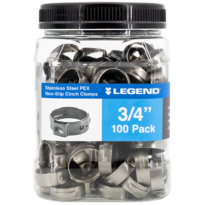 Legend Valves 460-934J 3/4" Stainless Steel F2098 PEX Non-Slip Cinch Clamp Bulk