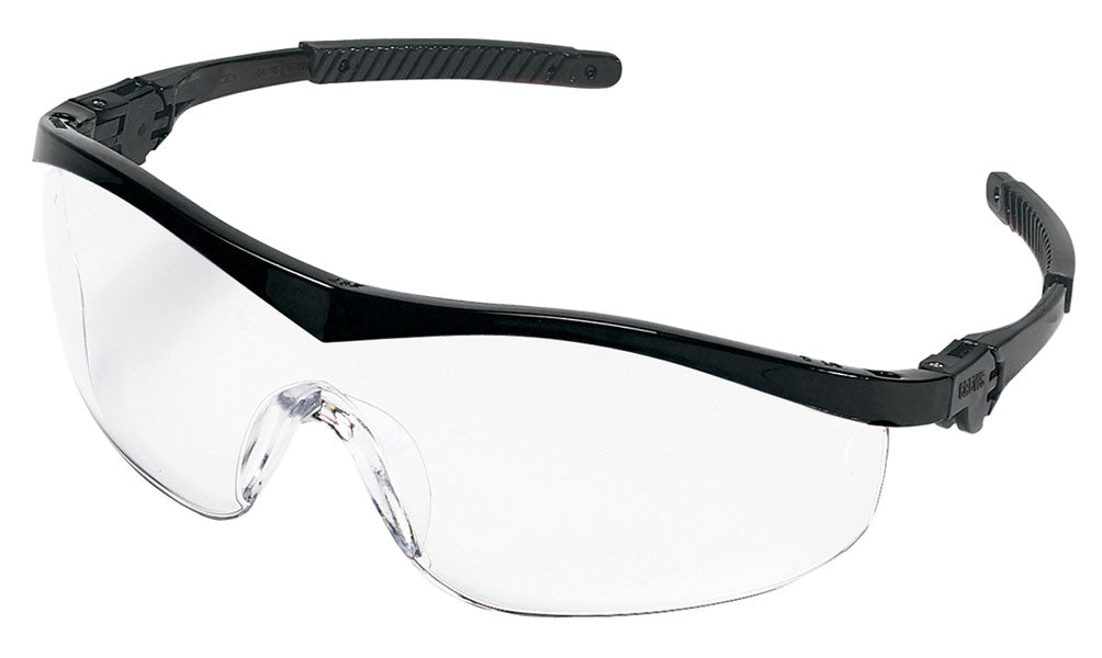 MCR Safety ST110 ST1 Series Safety Glasses with Clear Lens Black Temples with Non-Slip Temple Grips (1 Pair)