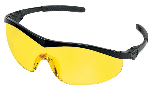 MCR Safety ST114 ST1 Series Safety Glasses with Amber Yellow Lens Black Temples with Non-Slip Temple Grips (1 Pair)